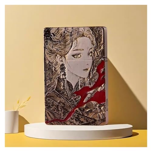 Mechero de queroseno en relieve artesanal con encendido clásico de rueda de molienda 4