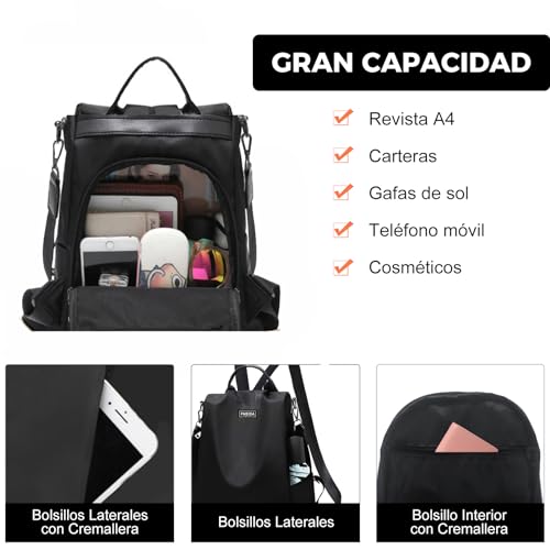 Miniatura 3 de Fmeida Mochila Antirrobo Mujer Casual Mochila Mujer, Bolso Mochila Mujer Impermeable De Nylon, Bolso Mujer Ligero Para Todos Los Díario, Viajes Cortos, Trabajo