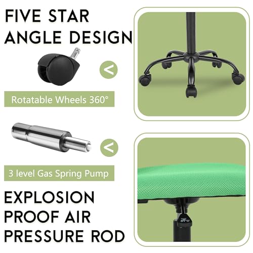 Image of Mesh Office Chair Desk Chair Computer Chair with Ergonomic Lumbar Support Without Arms Adjustable Swivel Rolling Chair for Men(Green)