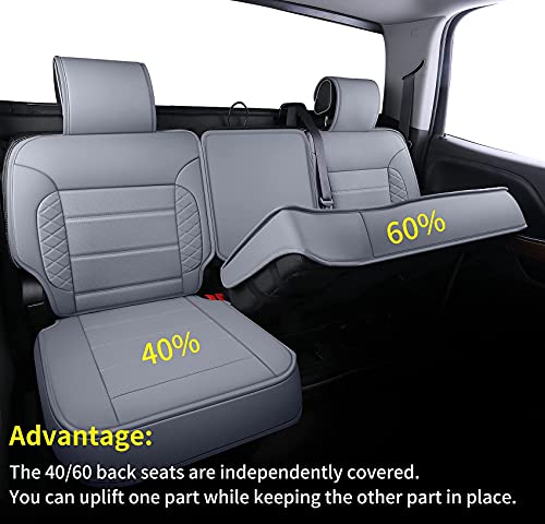 Luckyman Club Chevy Silverado/Sierra X04-S3 Seat Covers Full Set, Fit 2014-2018 1500/2015-2019 2500 Hd/3500 Hd Crew Cab With Water Proof Faux Leather (Full Set, Gray) #TOP5