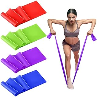 GORESE Theraband Terra Band Set of 4 Fitness Bands with 4 Resistance Levels, Theraband Exercise Band Long Fitness Bands for Yoga, Pilates, Strength Training, Physiotherapy (Random Colour)
