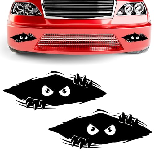 TNSLAND 2 Pegatinas de Monstruo, Divertidas Pegatinas 3D de Dibujos Animados de Monstruos, Color Negro Resistentes al Agua, para ventana de coche, parachoques, portátiles y motocicletas (28 cm x 11)