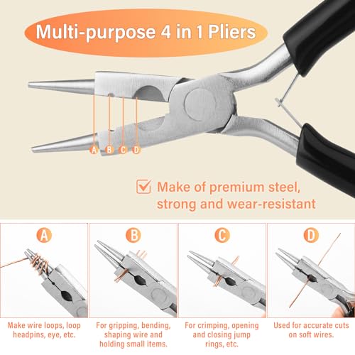Image of Modacraft 22 Gauge Copper Wire for Jewelry Making with 4 in 1 Plier, 164Ft /0.6mm Craft Beading Pure Bare Copper Wire for Jewelry Making Supplies and Crafting
