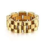 SINLEO Men's Stainless Steel Solid Link Chain Statement Ring Hip Hop Watch Band Design Gold Size 7