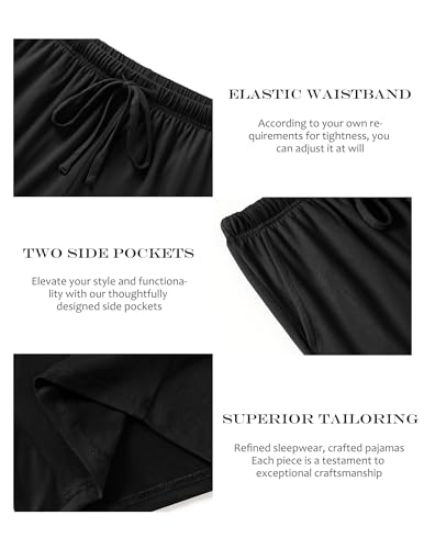 Image of Ekouaer Pajama Shorts for Women Soft Comfy Lounge Shorts Drawstring Pj Shorts Short Pajama Bottoms with Pockets S-XXL
