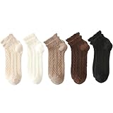 yeeplant 5 Pairs Women'S Socks, Solid Color Cotton Ankle Socks, Fashionable And Thin