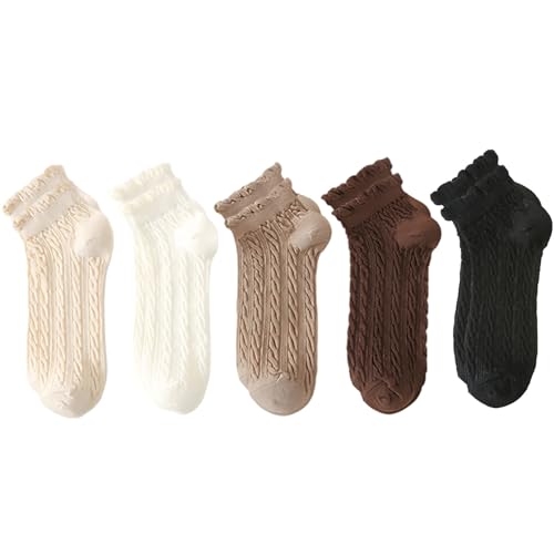 yeeplant 5 Pairs Women'S Socks, Solid Color Cotton Ankle Socks, Fashionable And Thin