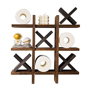 Tic Tac Toe Toilet Paper Holder Stand and 4 Wooden X,Funny Bathroom Wall Mounted Toilet Papers Storage,Toilet Paper Roll Storage for Guest Bathroom or Toilet Decor