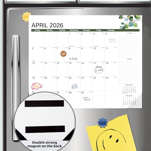 GuassLee Calendário magnético 2025 para geladeira – Calendário magnético estético para geladeira fun