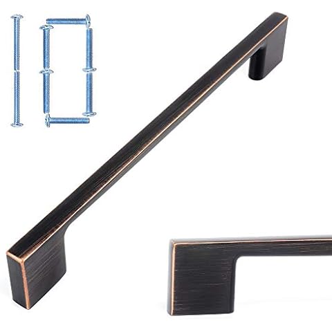 KOOFIZO Wide Foot Cabinet Bar Pull - Oil Rubbed Bronze Modern Solid Handle, 6.3 Inch/160mm Screw Spacing, 10-Pack for Kitchen Cupboard Door, Bedroom Dresser Drawer, Bathroom Wardrobe Hardware Cover