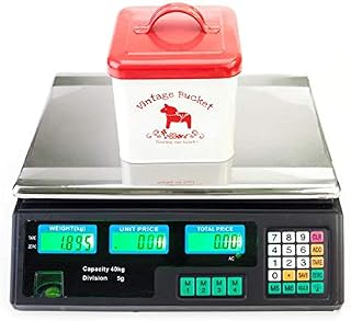 40kg/5g Digital Price Scale,Commercial Price Scales Shop Weighing Scales Vegetable Scales with LCD Display for Retail Outlet Store, Kitchen, Restaurant, Food, Meat and Fruit (Black)