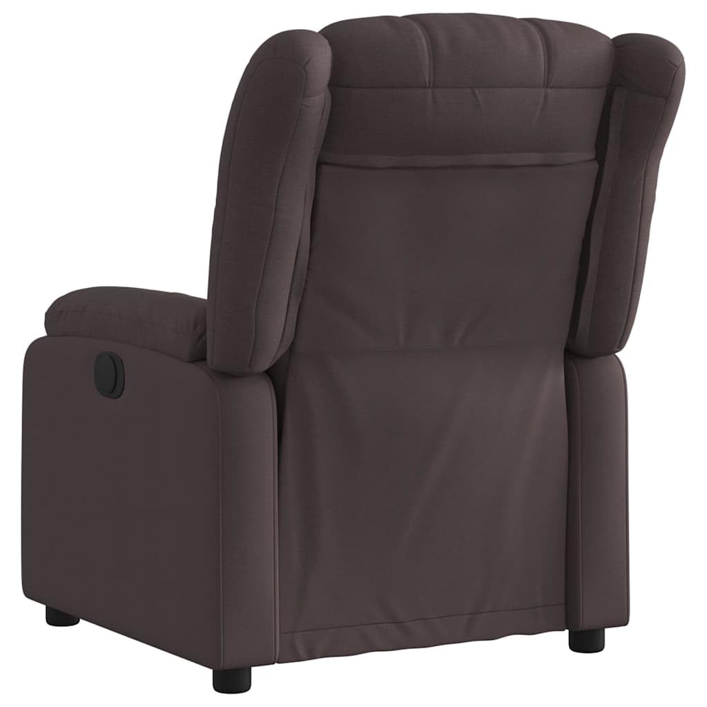 Poltrona relax elettrica in tessuto marrone scuro con tasca laterale e 135