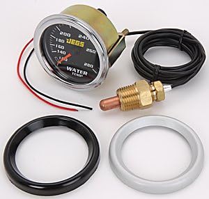 Miniatura 2 de JEGS Medidor de temperatura del agua  2-58 pulgadas de diámetro  Mecánico  Pantalla de 120-280 grados Fahrenheit  Cara negra  Incluye adaptador NPT