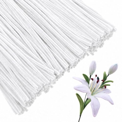 Image of Pipe Cleaner for Craft - 100PCS, Chenille Stems, Fuzzy Sticks for Flower Making (White)