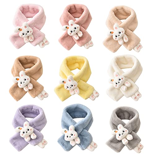 Girls Winter Warm Thicken Scarfs Cartoon Shape Faux Plush Cross Collar Scarf Shawl Lovely Warm Soft Scarf Plush Sca2