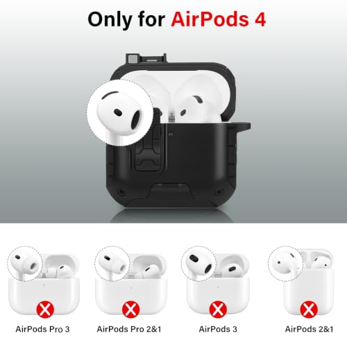 Image of HITZEE for AirPods 4 Case, Compatible with AirPods 4(2024) Generation Case, Magnetic Automatic Lock with Phone Stand, Compatible with MagSafe Cover, Black