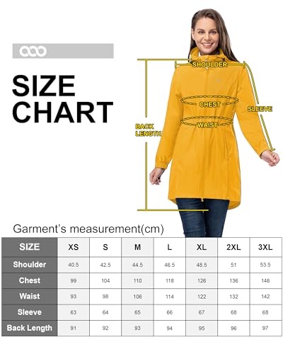 33,000ft Damen Dünne Wasserdichte Faltbar Regenmantel Regenjacke mit Kapuze, Leicht Atmungsaktive Travel Regenponcho, Lange Windbreaker Jacke für Frauen