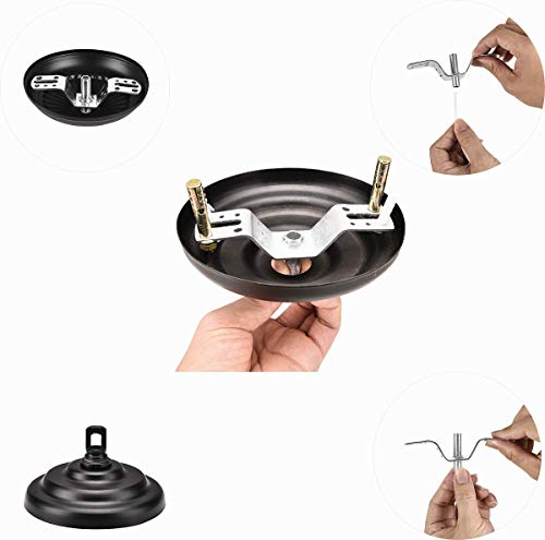 Image of Sangle Soppfy Vingage Canopy Kit and Pendant Light Fixture Chain for Chandelier or Swag Light Fixtures,Maximum Weight of 60 Pounds, 6 feet,Heavy Duty,5 Inches Diameter (Black - 2 Set)
