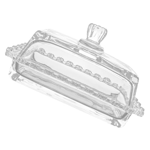 MOTHNUR 透明ガラス製ドーム蓋付きバターケース バター保存容器 冷蔵庫用フレッシュキープボックス チーズ保存に 防塵設計で味移り防止