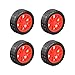 uxcell 30mm Rubber RC Wheel Tires DIY Model Robots 4pcs, Red and Black