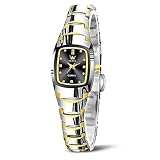 OLEVS Orologio da donna in tungsteno Teel, impermeabile, analogico, al quarzo, elegante, di lusso, piccolo, orologio da polso premium oro rosa/argento, bracciale in tungsteno, quadrante rotondo