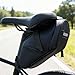 Texvora Black Waterproof Saddle Bag, 18 Cm / 7.1 In Nylon Bag, Reflective Logo, Easy Install, Road Riding Essential