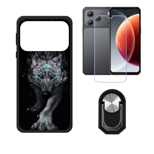 BMPNLSZ �K�pBlackview Wave 7C�p+HD�����K���X�ɓK�����ėpTPU�P�[�X�A�V���J�Q���P�[�X�o���p�[�ی�o�b�N�P�[�X-�ɓK����9�d�x�X�N���C�u�h�~�X�N���[���v���e�N�^(6,56") + ���O���\�Ŕėp�I��360�x��]�\�ȃX�e���g