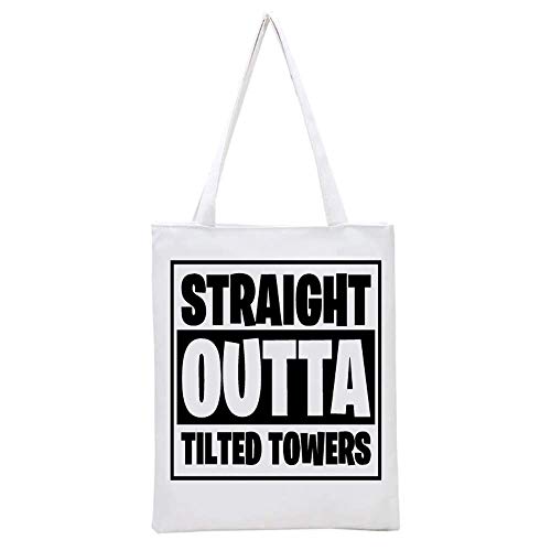 Straight Outta Tilted Printed Tote Bag, 14.5x15