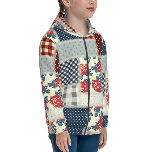 Patchwork In Country Style Kids Pullover Hoodies Boys Zip Up Sweatshirts Girls Athletic Clothes with Pocket4