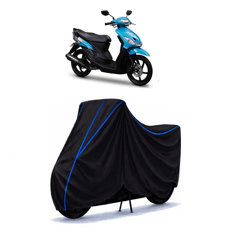 Image of Scooty Cover Water Resistant for Mio Sporty | Universal Scooter & Bike Cover | Heavy Duty UV Dust, Rain & Scratch Protection | Elastic Fit All Weather Indoor Outdoor | Black with Blue Piping