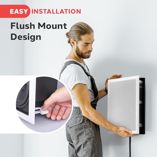Pyle Ceiling Wall Mount Enclosed Speaker - 400 Watt Stereo In-wall / In-ceiling 8" Enclosed Full Range Deep Bass Speaker System - 50Hz-20kHz Frequency Response, 4-8 Ohm, Flush Mount - PDIW87 White by Pyle - Image 5