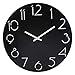 Produktbild TETAKE Lautlos Wanduhr Schwarz aus Holz 30CM Wanduhr Ohne tickgeräusche für Küche Wohnzimmer Schlafzimmer