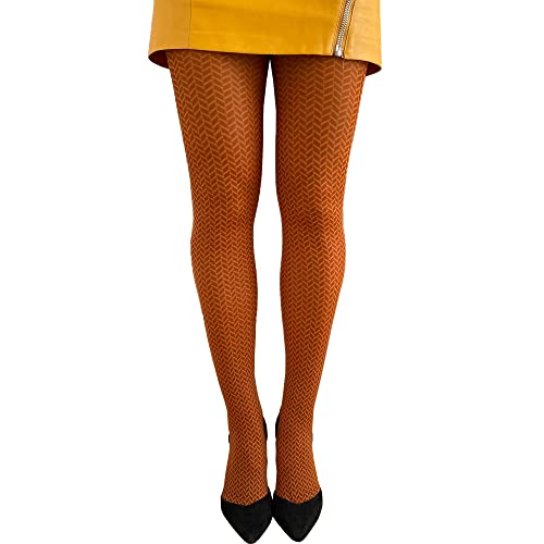 Herringbone Patterned Tights – Opaque 50 Denier Pantyhose for Women Elegant Geometric Legwear3