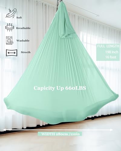 Image of F.Life Aerial Silk Yoga Hammock & Swing for yoga Inversion,Strength training,starter hardware kit