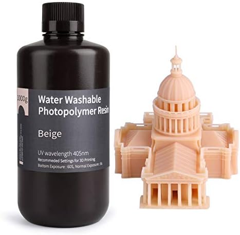 ELEGOO Water Washable Rapid 3D Printer Resin LCD UV-Curing Resin 405nm Standard Photopolymer Resin for LCD 3D Printing 500Gram Clay Grey