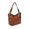 Fossil Women's Sam Leather Shopper Tote Purse Handbag, Brown