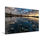 Premium Textil-Leinwand 120 x 80 cm Quer-Format Panorama bei Hochwasser | Wandbild, HD-Bild auf Keilrahmen, Fertigbild auf hochwertigem Vlies, Leinwanddruck von Klaus Hoffmann