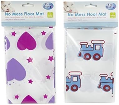 First StepsHigh Chair Floor Mat, Pink Hearts, Multi-Surface, Square, Pleated, 1 Count (Pack of 1)