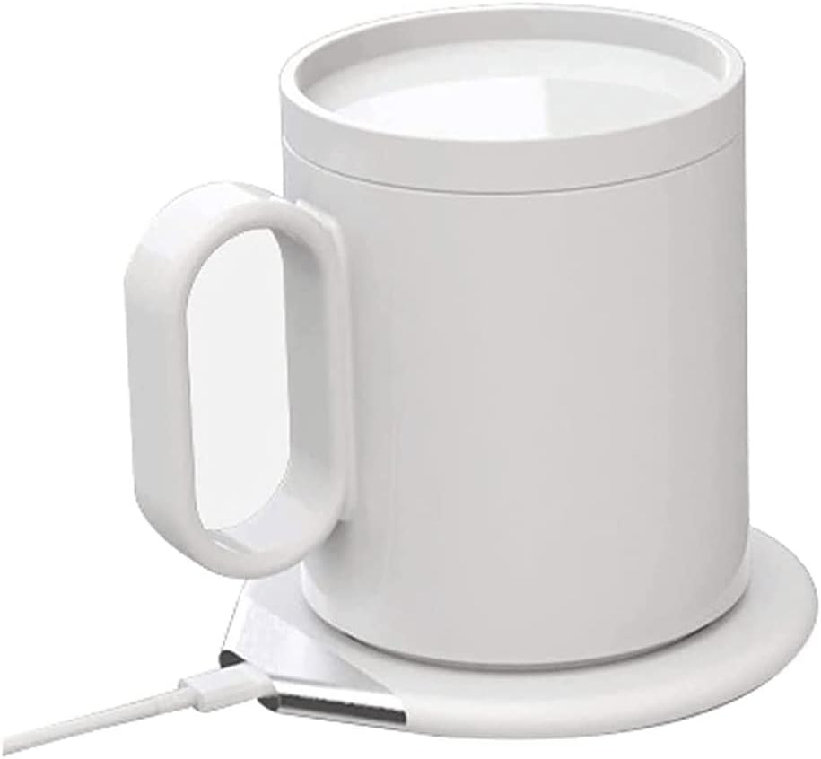 Coffee Mug Warmer Electric Coffee Warmer for Home Office for Warming Coffee Beverage Milk Tea and Hot Chocolate Wireless Heating Cup (Color : White)