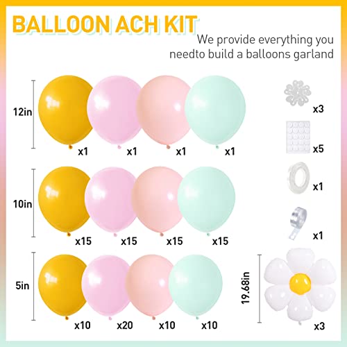 Daisy Balloon Garland Arch Kit,Pastel Pink Green Groovy Flower Theme Hippi Boho Balloons Garland For Birthday Baby Shower Bridal Wedding Decorations #TOP1