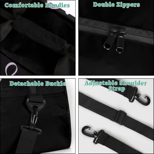 Dance Duffle-Bag for Teens Girls,Custom Ballet-Bag for Dancer,Carry-on Lightweight for Travel-Duffle,Overnight,Workout Pink Bow Star4