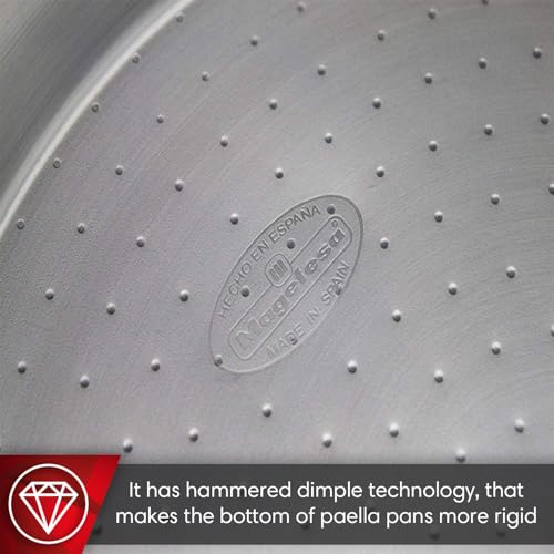 Magefesa 13.5" Carbon Steel Paella Pan – 34 cm - 6 Servings, Durable & Lightweight with Dimpled Surface, Ideal for Outdoor Cooking & Traditional Valencian Paella