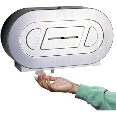 Bobrick B-2892 Surface-Mounted Twin Jumbo-Roll Toilet Paper Dispenser, Double Roll Toilet Paper Holder Cover