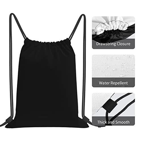 Custom Black Draw String Back Bag With Image Personalized Printing Drawstring Backpack Add Your Own Logo Name Text For Sport Gym Bag - Image 6