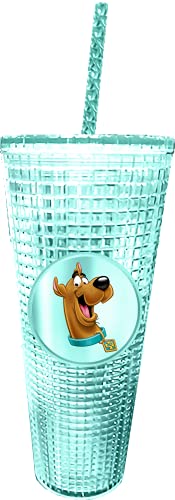 Image of Spoontiques Diamond Tumbler, 20oz - Textured Cup w /Staw, Double Wall Insulated, BPA Free - Scooby Doo