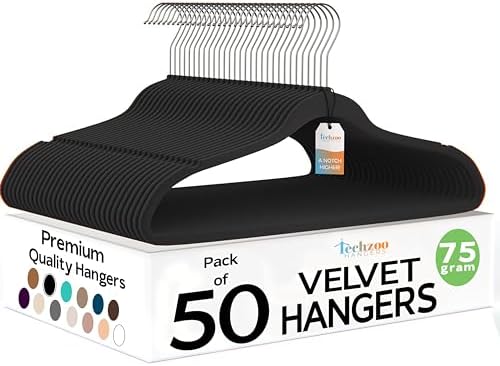 Techzoo 50 Pack New Premium Quality Velvet Hangers Ultra Thin Non...