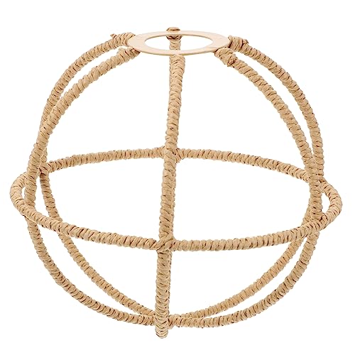 Angoily Japanischer Hängelampenschirm Aus Geflochtenem Material Schützender Deckenlampenschirm Für Restaurant Vintage Deko Langlebiger Lampenschutz Im Natürlichen Stil Khaki