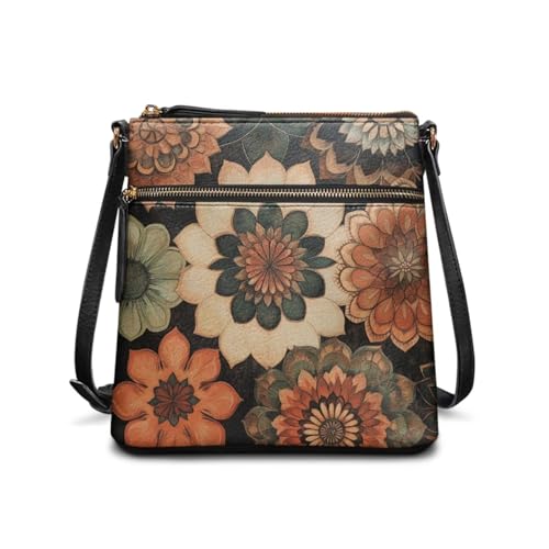 Leather Crossbody Bags for Women Tote Bag with Zipper Waterproof Shoulder Bag Travel Work Soft Handbag