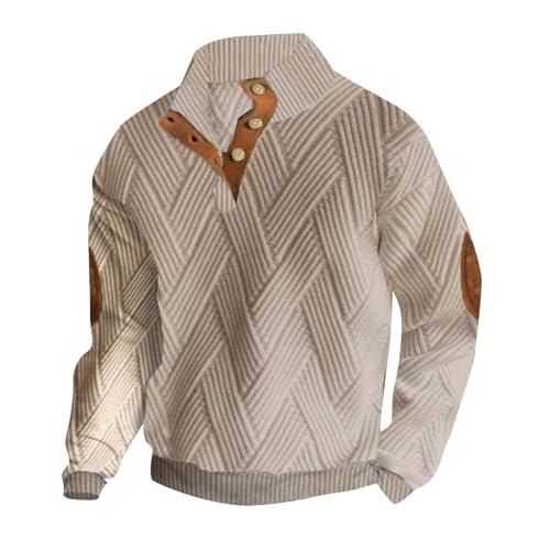 Pull à col montant pour homme avec coudières tricot épais d'hiver