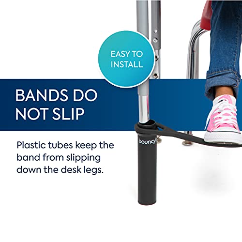 Bouncyband Original Bouncy Bands for Desks, Black, 1-Pack – Desk Chair Bands for 20” to 28” Wide Desk Legs with 1.5” Diameter Support Pipes – Silent Sensory Tool Increases Focus and Relieves Stress